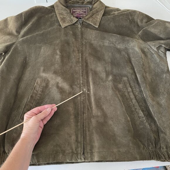 Vintage Colebrook Olive Green Suede Leather Bomber Harrington Jacket Mens XL - Picture 16 of 16